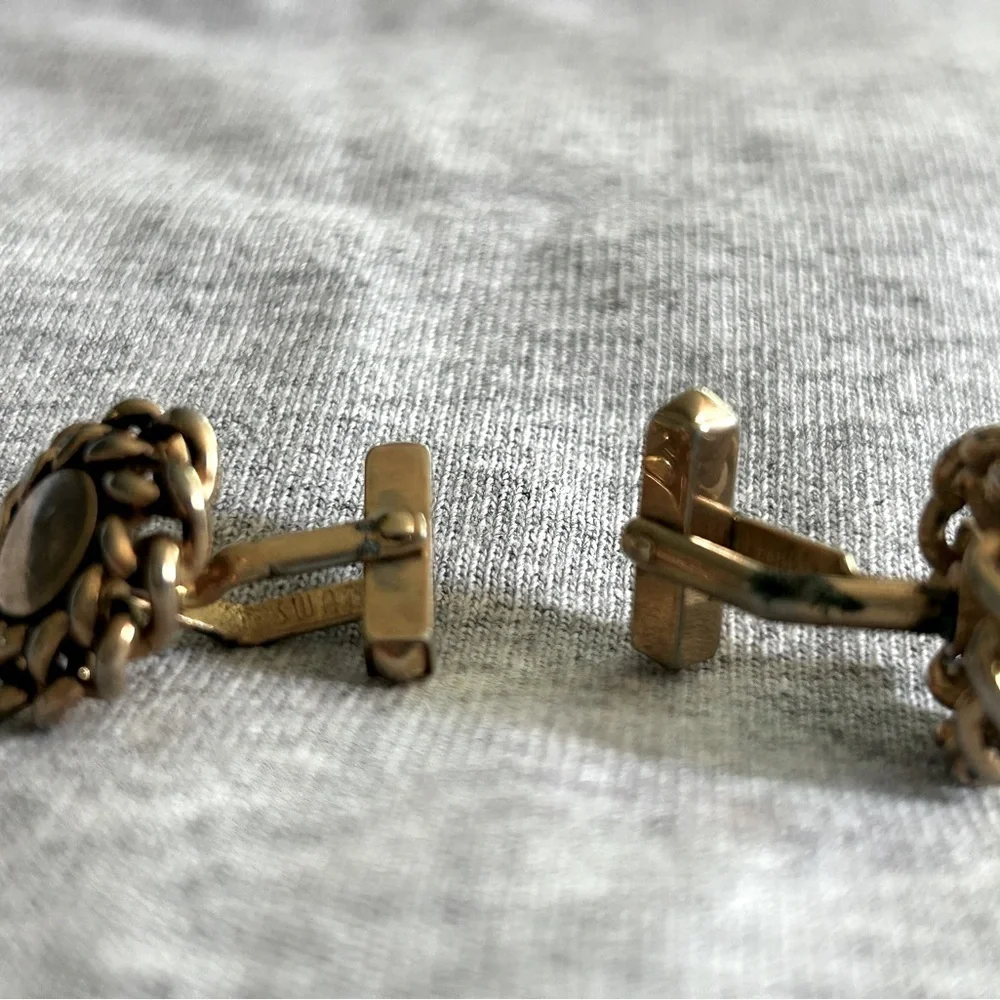 Vintage Gold-Tone Chain Accent Tie Bar and Cufflink Set - Jewelry